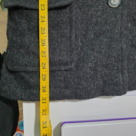 Vintage Eddie Bauer Women Large Tall Wool Blend Charcoal Button Coat Made in USA - Picture 9 of 10